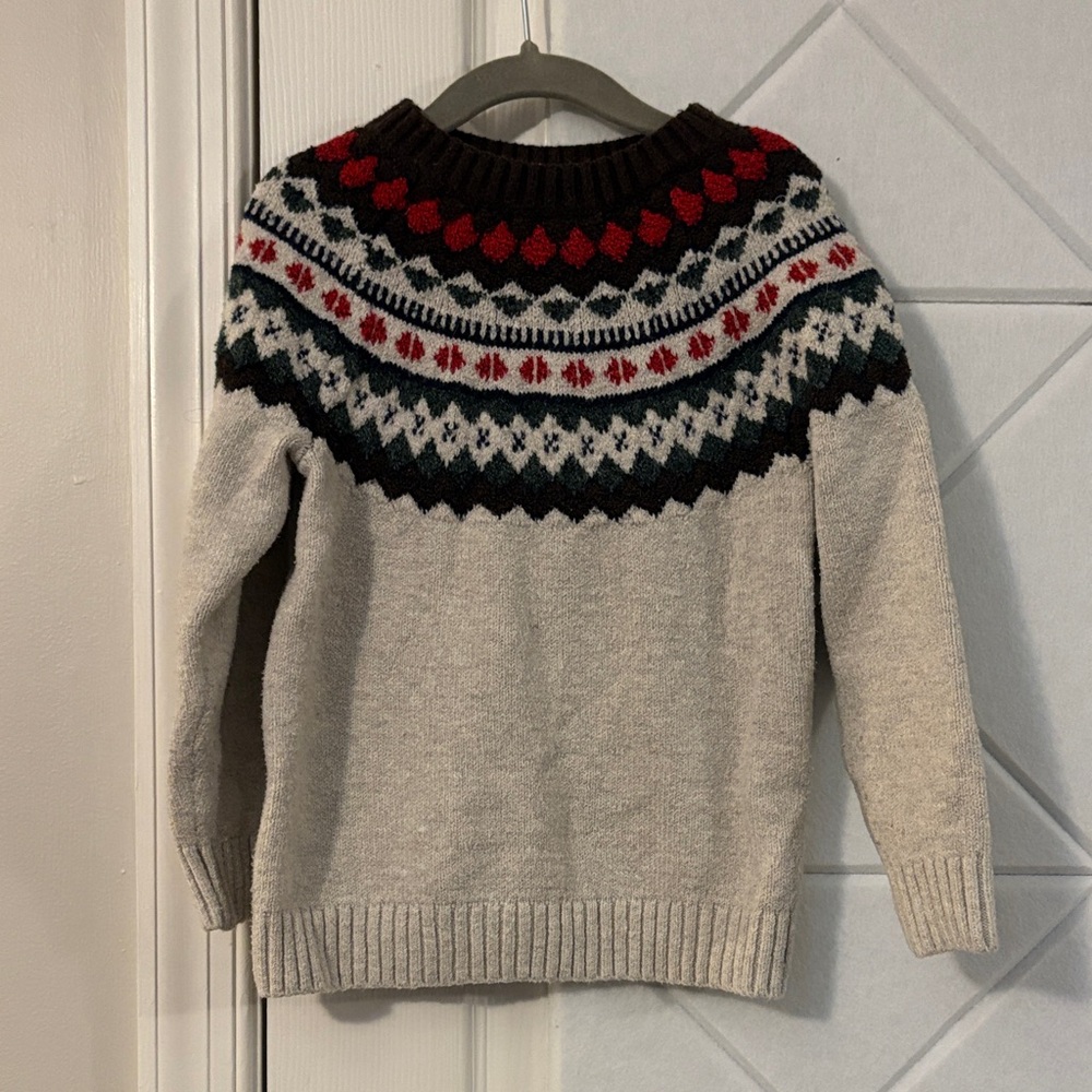 Old Navy Boy’s Beige Sweater with Red and Black Pattern